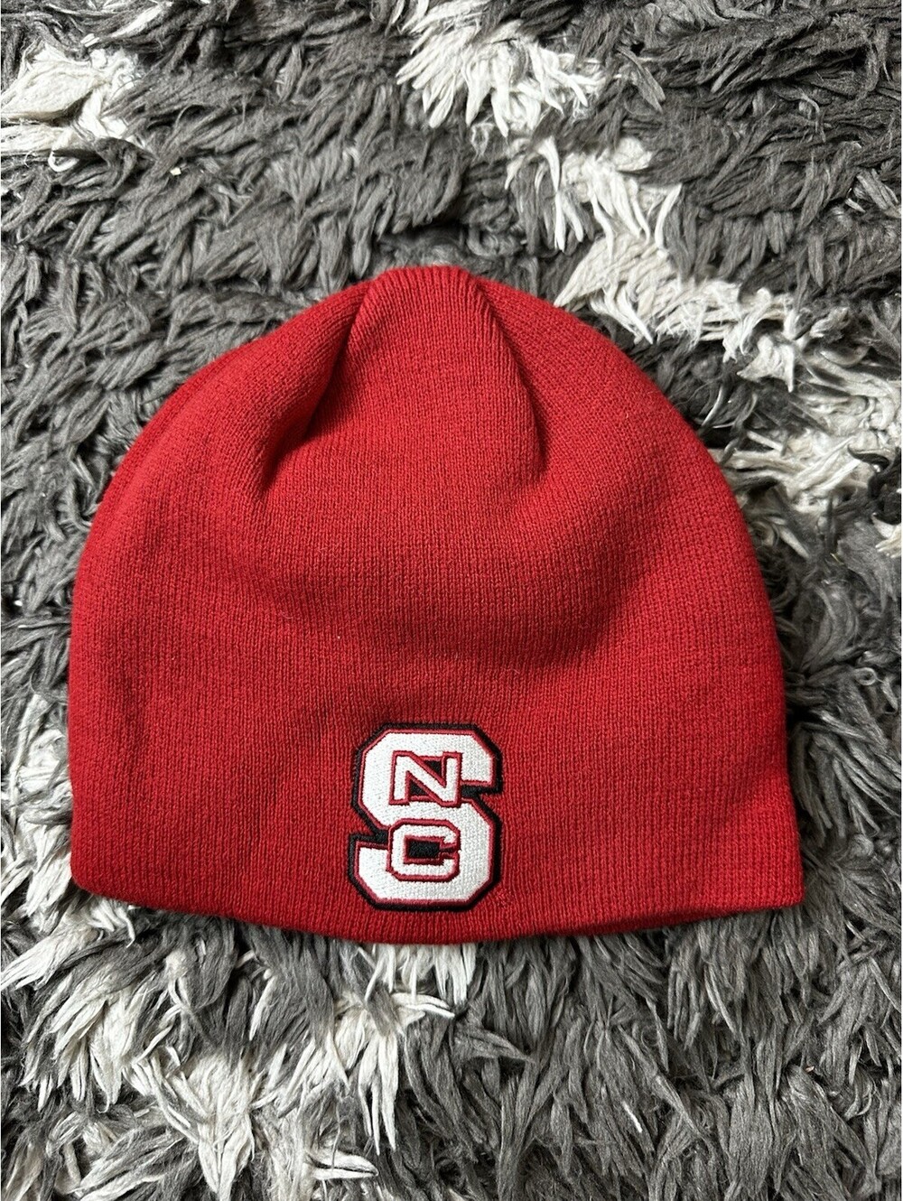 NC State Wolfpack Knit Beanie Hat Red Embroidered Block S Logo Winter Cap